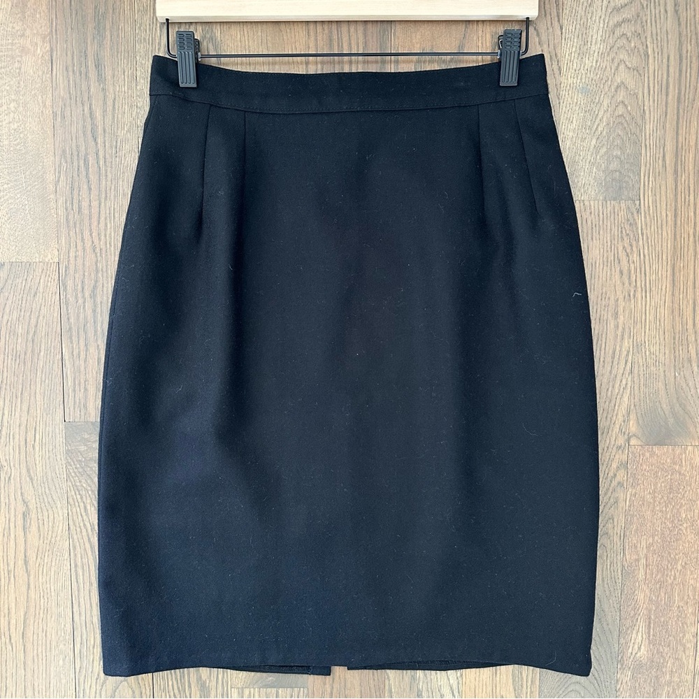Vintage Giorgio Sant'Angelo Classic Knee Length Wool Pencil Skirt Black Size 12